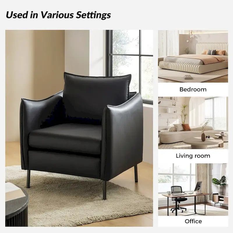 Fauteuil Christopher Modern en tissu anti-rayures avec pieds en métal noir par