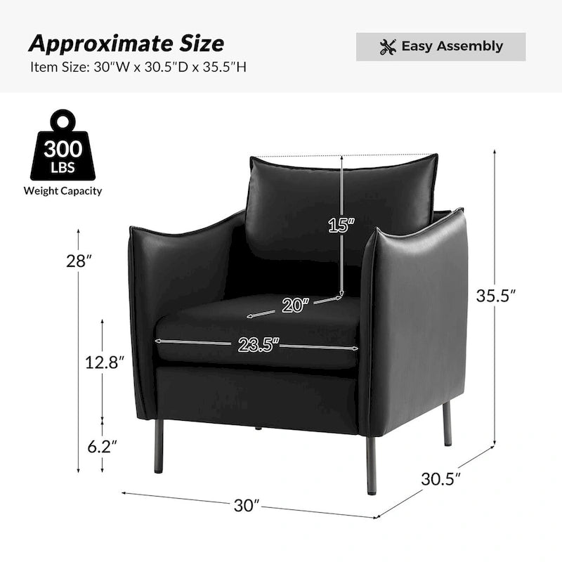 Fauteuil Christopher Modern en tissu anti-rayures avec pieds en métal noir par