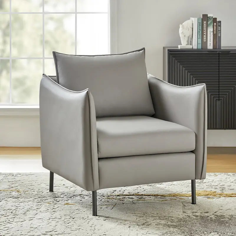 Fauteuil Christopher Modern en tissu anti-rayures avec pieds en métal noir par