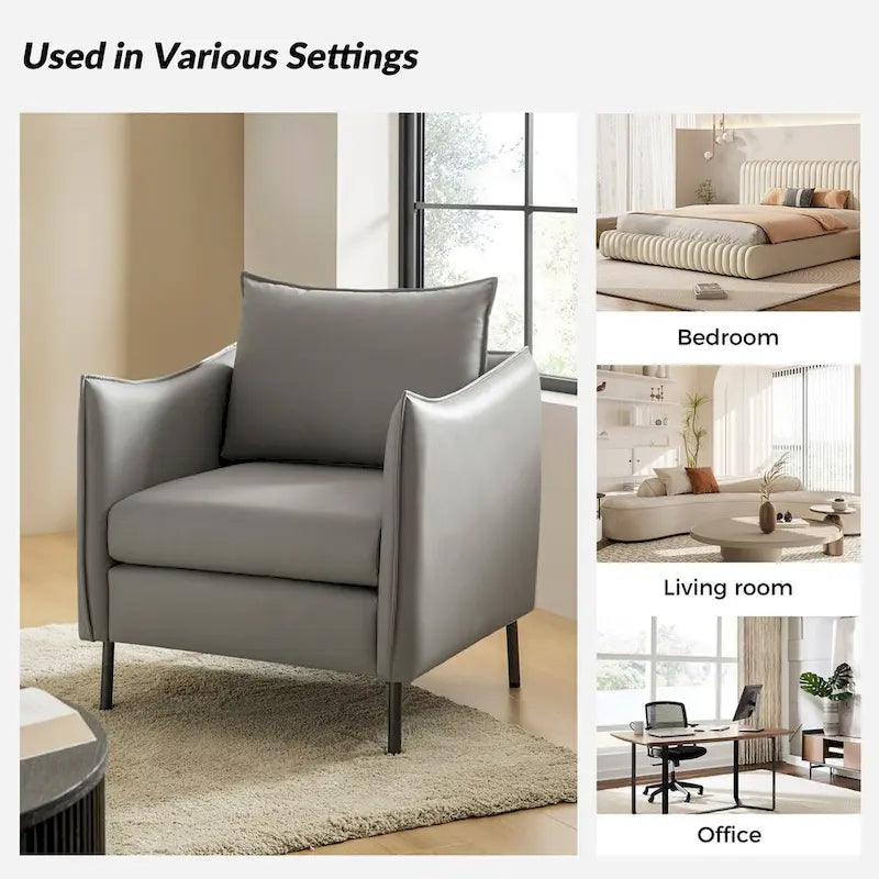 Fauteuil Christopher Modern en tissu anti-rayures avec pieds en métal noir par