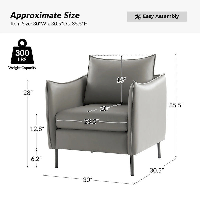 Fauteuil Christopher Modern en tissu anti-rayures avec pieds en métal noir par