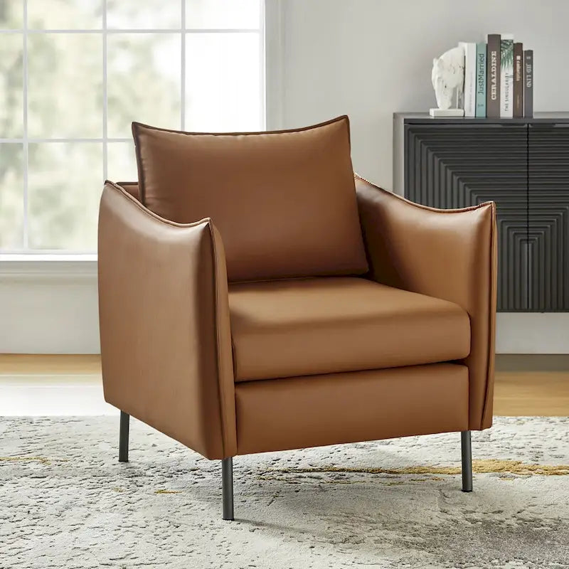 Fauteuil Christopher Modern en tissu anti-rayures avec pieds en métal noir par