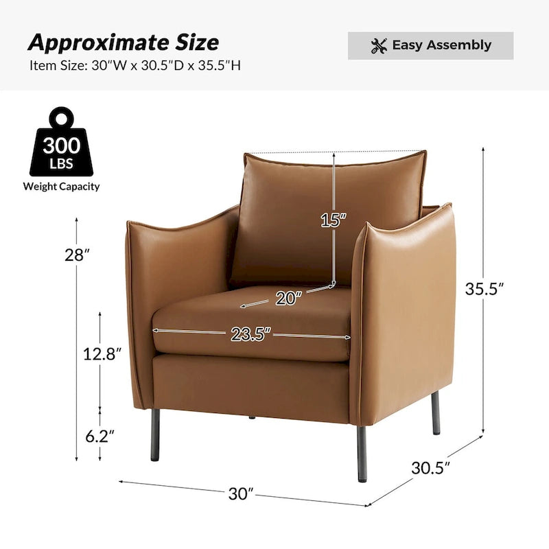Fauteuil Christopher Modern en tissu anti-rayures avec pieds en métal noir par