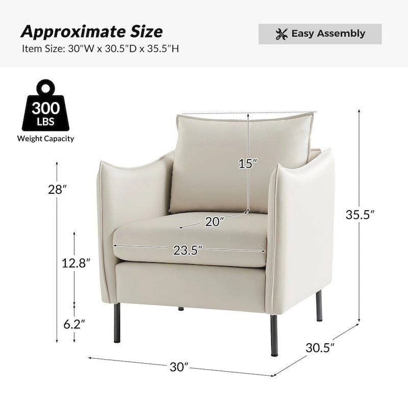 Fauteuil Christopher Modern en tissu anti-rayures avec pieds en métal noir par