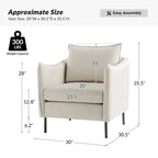 Fauteuil Christopher Modern en tissu anti-rayures avec pieds en métal noir par