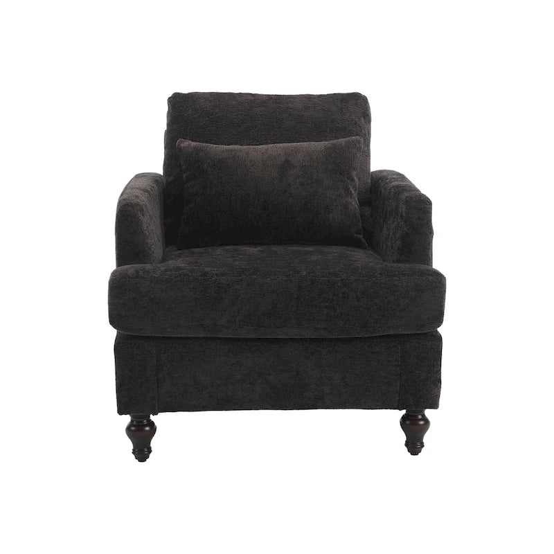 Causeuse à cadre en bois et rembourrage en chenille avec fauteuil pour salon