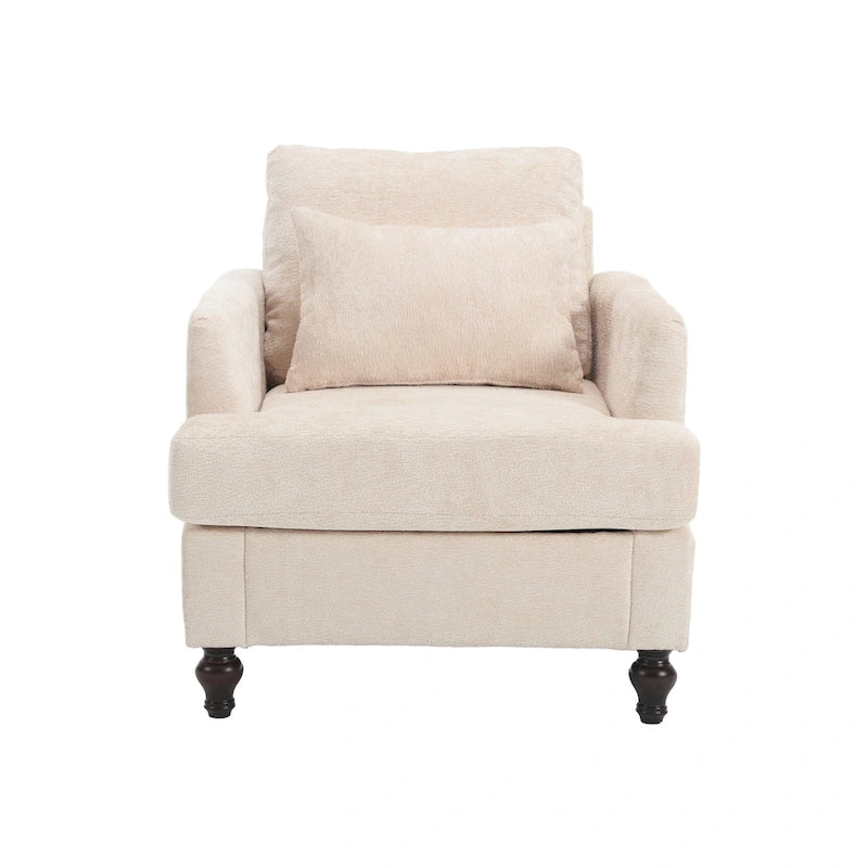 Causeuse à cadre en bois et rembourrage en chenille avec fauteuil pour salon