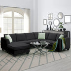 Canapé d'angle modulable réversible avec ottoman