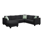 Canapé d'angle modulable réversible avec ottoman