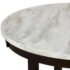 Table à manger ronde Kate de 47 pouces avec plateau en faux marbre, blanc et marron