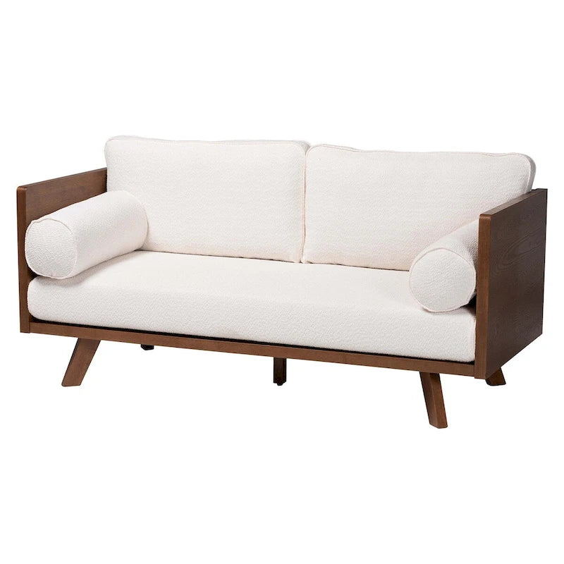 Canapé Uriel en tissu bouclé, de style moderne du milieu du siècle
