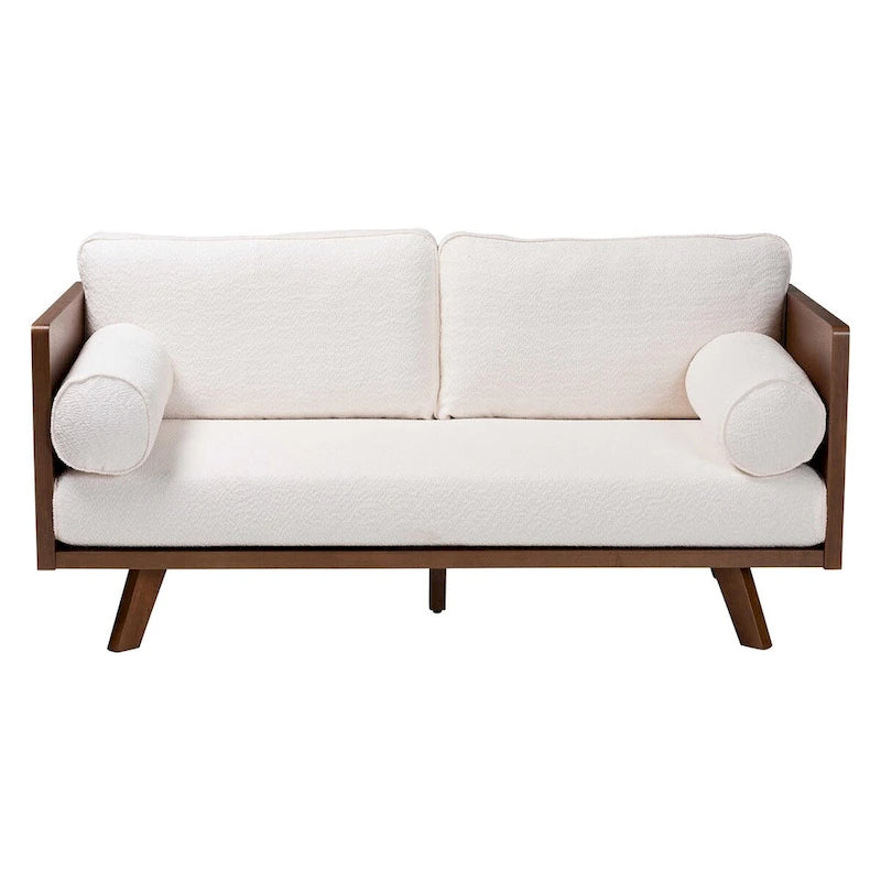 Canapé Uriel en tissu bouclé, de style moderne du milieu du siècle