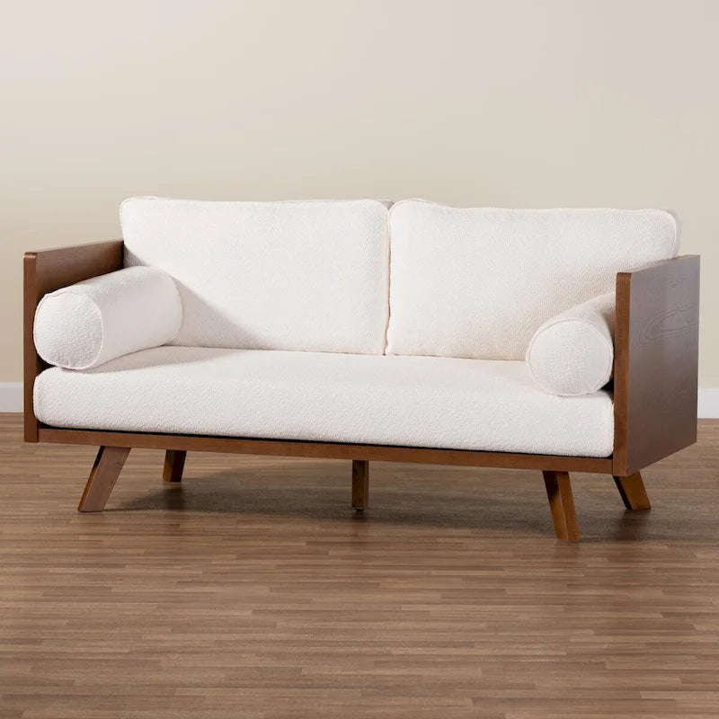Canapé Uriel en tissu bouclé, de style moderne du milieu du siècle