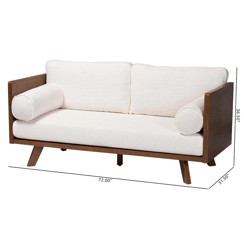 Canapé Uriel en tissu bouclé, de style moderne du milieu du siècle