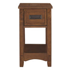 Table d'appoint avec 1 tiroir et étagère inférieure ouverte, marron