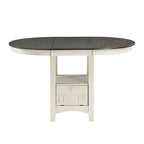 Table à hauteur de comptoir extensible Glee 42-60 po, blanc antique et brun