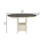 Table à hauteur de comptoir extensible Glee 42-60 po, blanc antique et brun