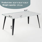 Table à manger rectangulaire de 160 cm pour 4 à 6 personnes avec plateau en bois et pieds en métal