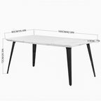 Table à manger rectangulaire de 160 cm pour 4 à 6 personnes avec plateau en bois et pieds en métal