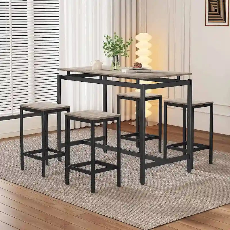 Table de bar compacte 5 pièces moderne avec table et tabourets