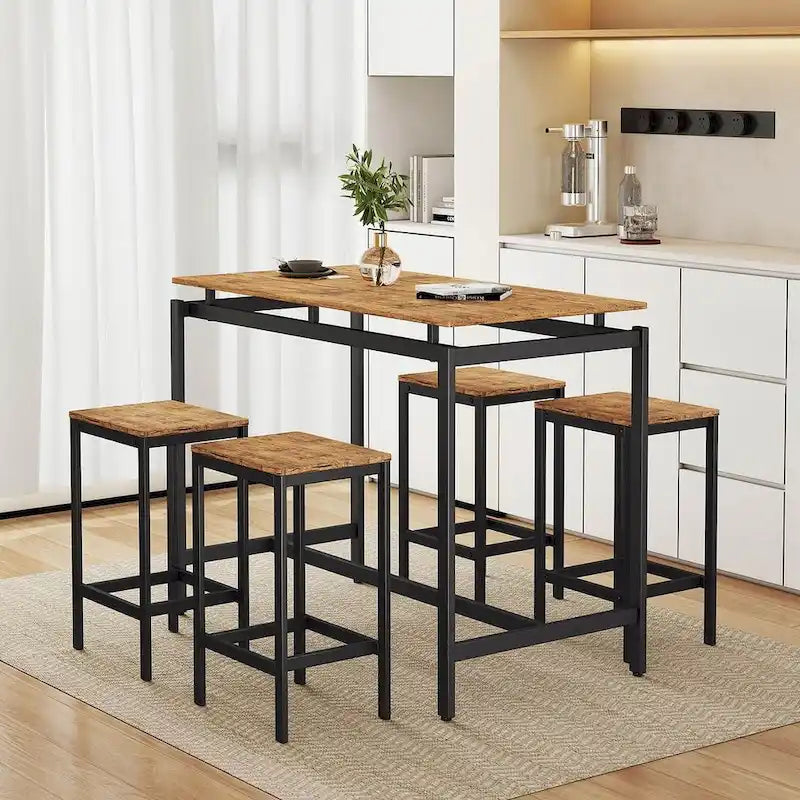Table de bar compacte 5 pièces moderne avec table et tabourets