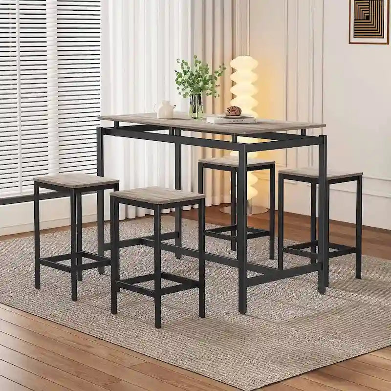 Table de bar compacte 5 pièces moderne avec table et tabourets