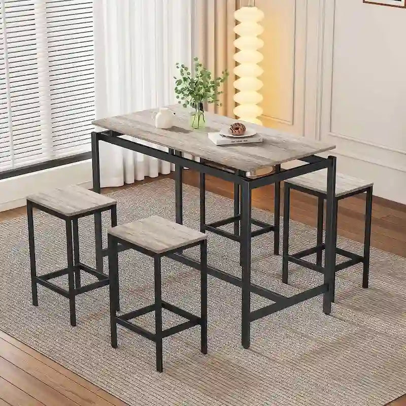 Table de bar compacte 5 pièces moderne avec table et tabourets