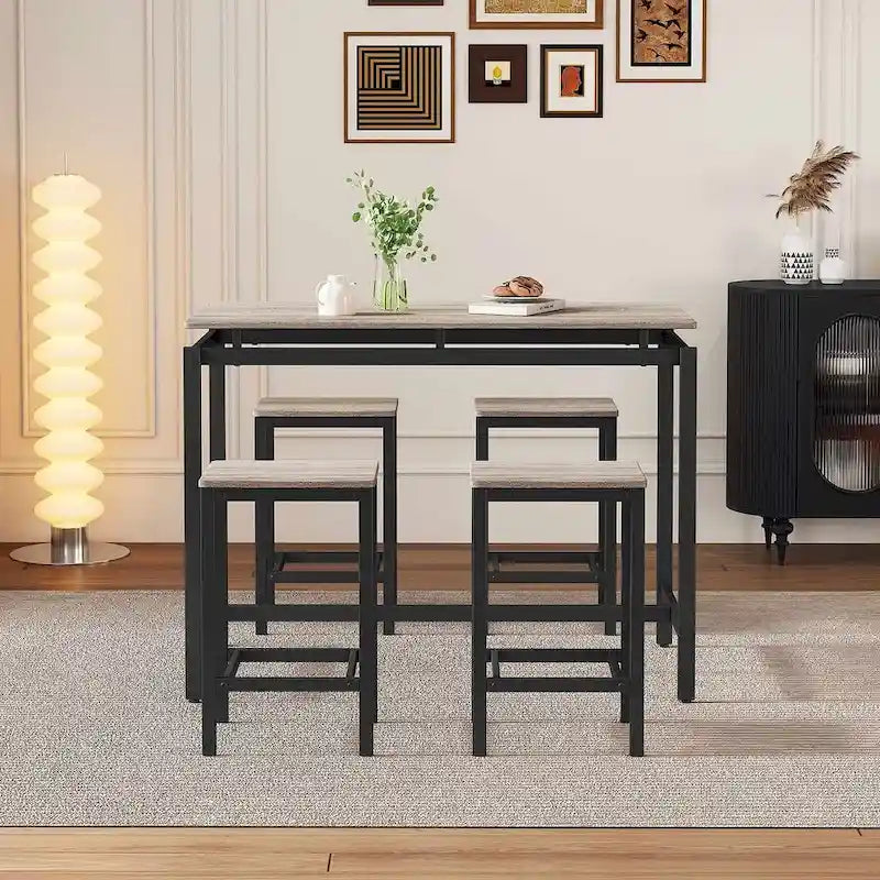 Table de bar compacte 5 pièces moderne avec table et tabourets