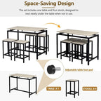 Table de bar compacte 5 pièces moderne avec table et tabourets
