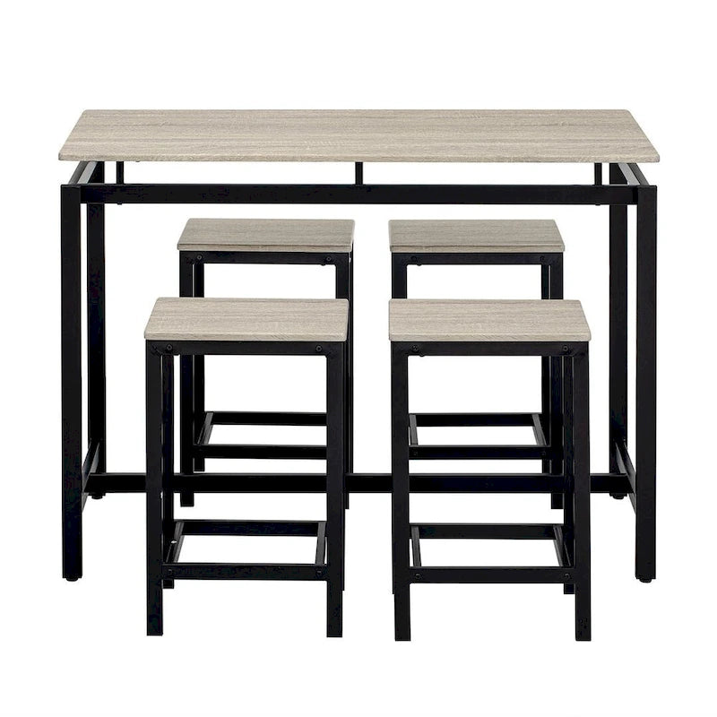 Table de bar compacte 5 pièces moderne avec table et tabourets
