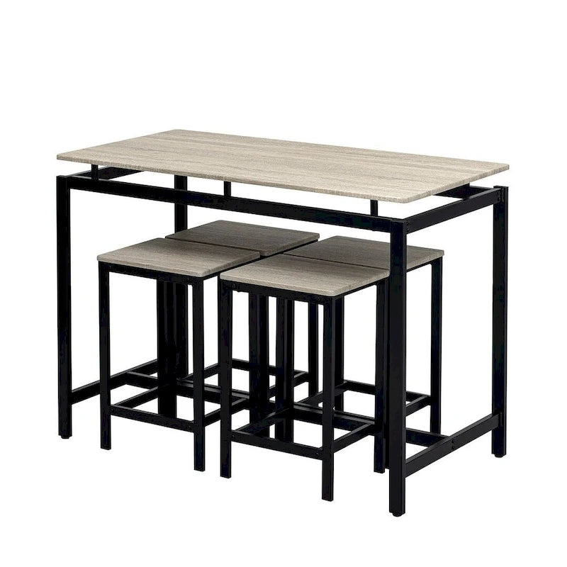 Table de bar compacte 5 pièces moderne avec table et tabourets