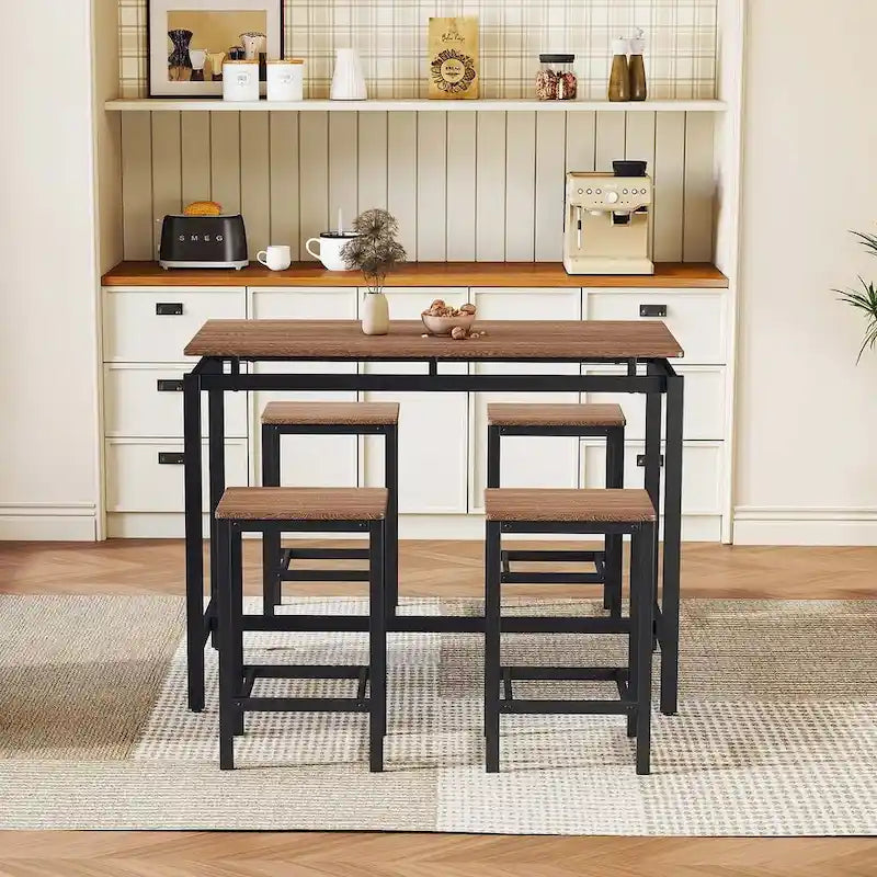 Table de bar compacte 5 pièces moderne avec table et tabourets