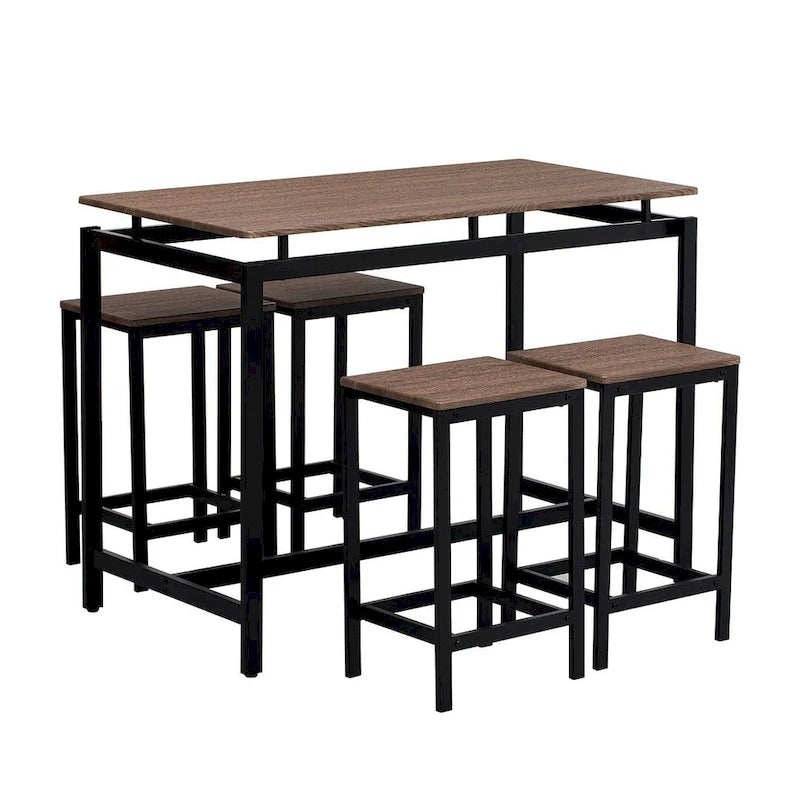 Table de bar compacte 5 pièces moderne avec table et tabourets