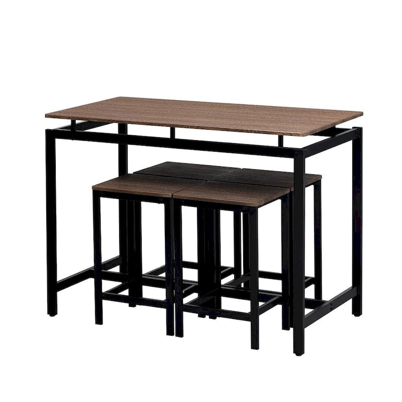 Table de bar compacte 5 pièces moderne avec table et tabourets