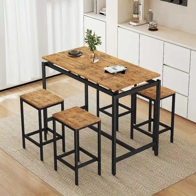 Table de bar compacte 5 pièces moderne avec table et tabourets
