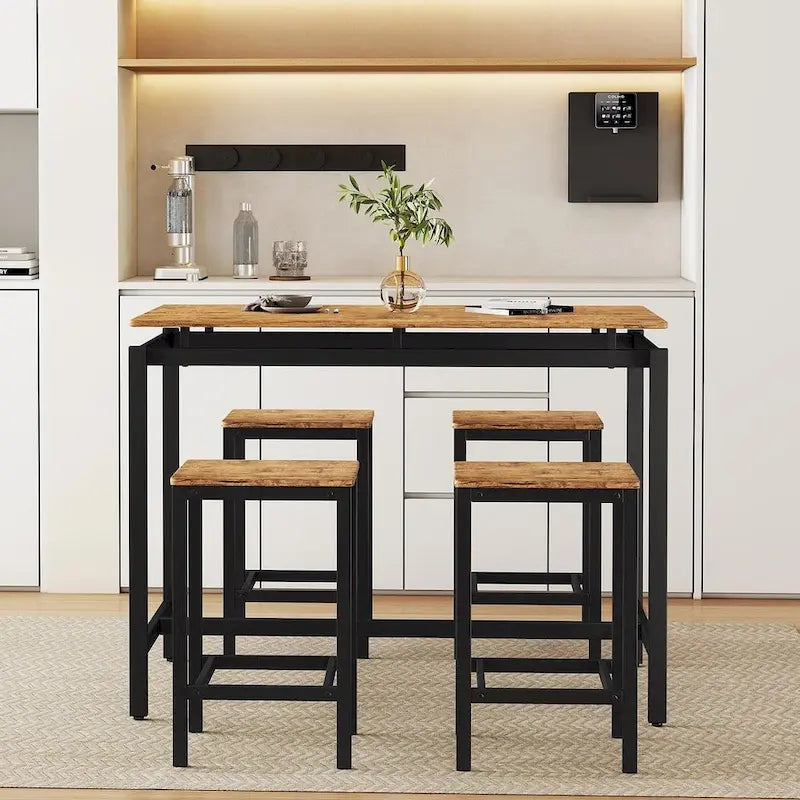 Table de bar compacte 5 pièces moderne avec table et tabourets