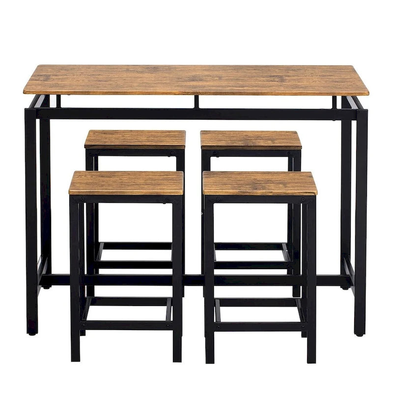 Table de bar compacte 5 pièces moderne avec table et tabourets